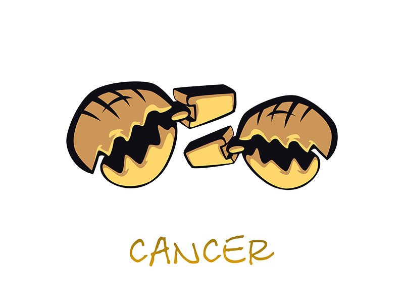 Cancer zodiac sign accessory flat cartoon vector illustration