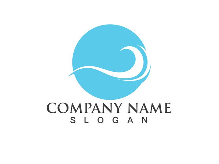 Wave Blue Water beach Logo vector Icon
