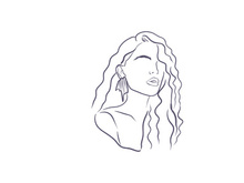 Line art portrait woman, Flower face one line vector illustration