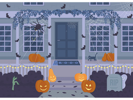 Halloween house at night flat color vector illustration preview picture