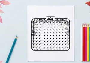 Christmas gift tag with polka dot pattern and snowflake border design