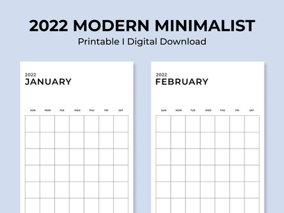 Monthly Calendar Vertical Printable Calendar Template Year 2022 Calendar Monday-Sunday A4/Letter