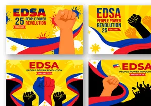 12 Edsa People Power Revolution Anniversary of Philippine Illustration
