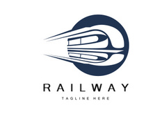 Train Logo Design. Fast Train Track Vector, Fast Transport Vehicle Illustration