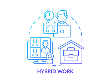 Hybrid work blue gradient concept icon preview picture
