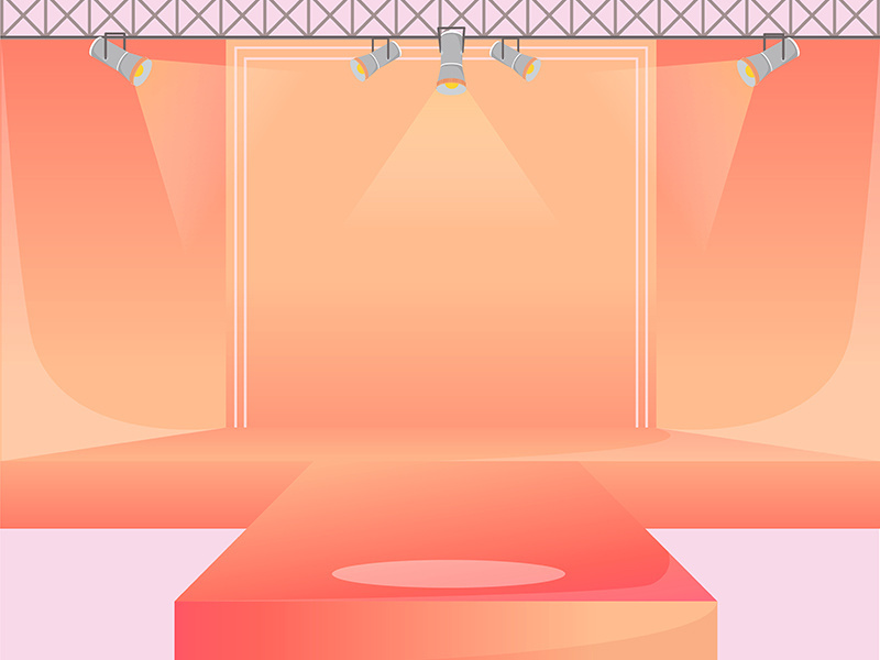 Orange runway platform flat color vector illustration