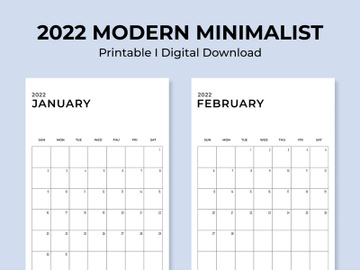 Monthly Calendar Vertical Printable Calendar Template Year 2022 preview picture