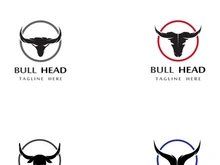 Retro vintage bull head horns logo.