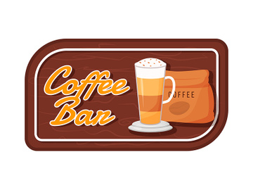 Coffee bar flat color vector label preview picture