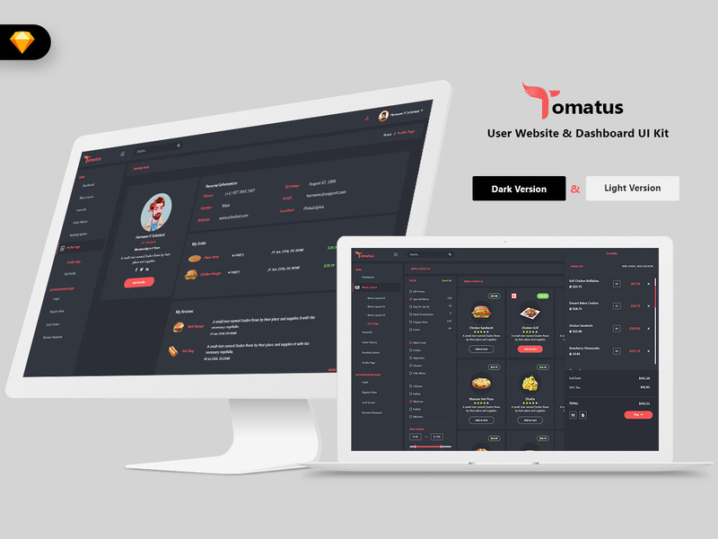 Tomatus-Restaurant User Website & Dashboard UI (SKETCH)