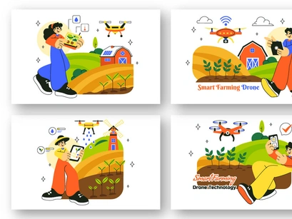 10 Smart Drone Farming Technology Illustration