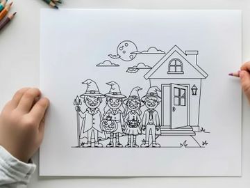 Halloween kids trick or treat vector illustration flat design preview picture