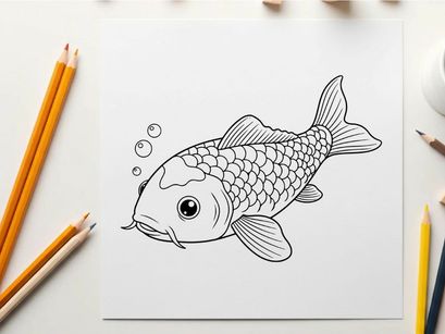 Cute cartoon fish swimming vector illustration flat design