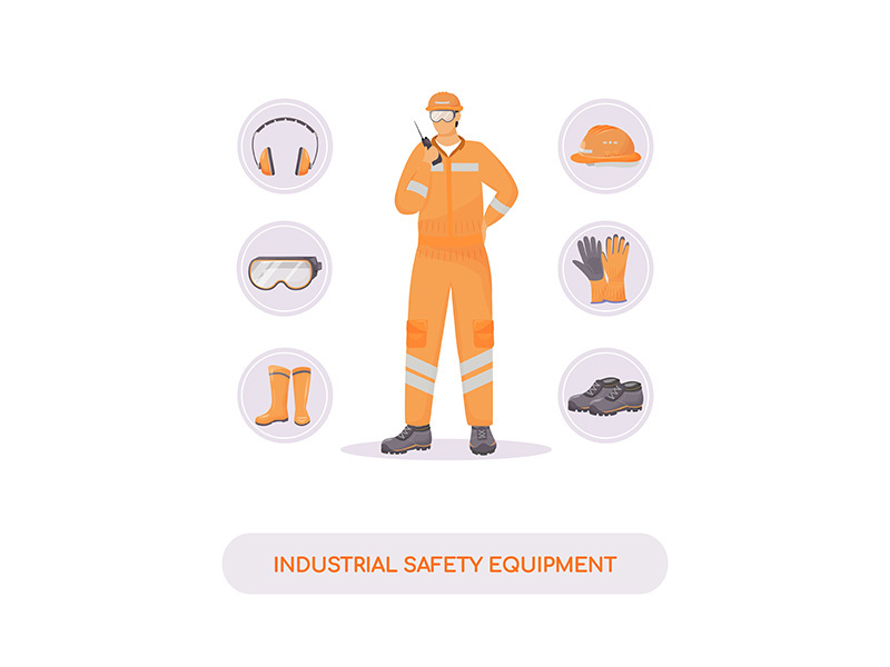 Industrial safety equipment flat concept vector illustration