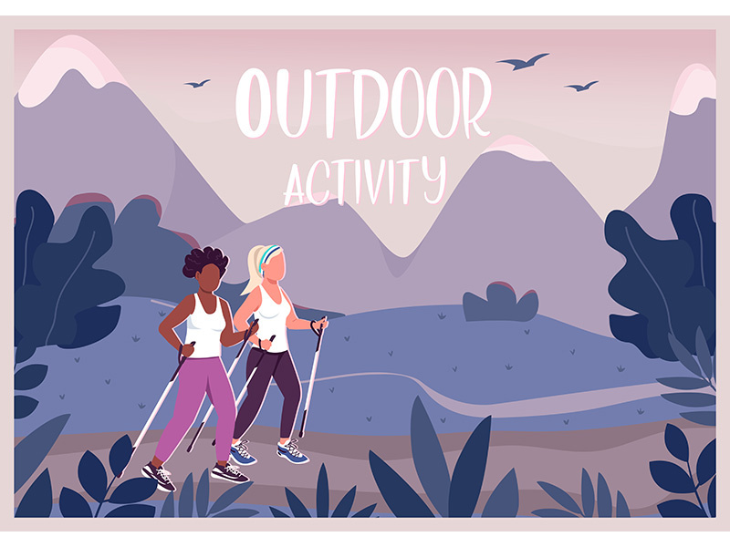 Outdoor activities banner flat vector template