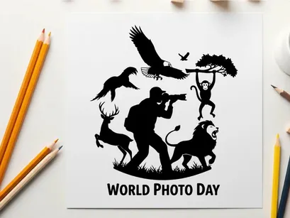 ilustrasi vektor desain rata hari dunia fotografi satwa liar