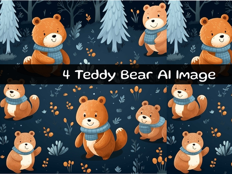 Bears in the forest Illustration Concept Ai Image