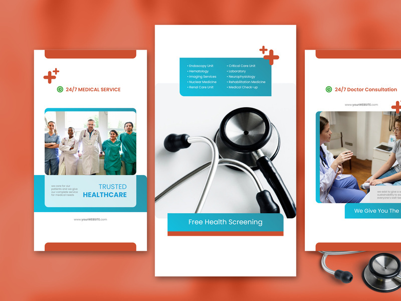 Red color theme Medical Social Media Story Template