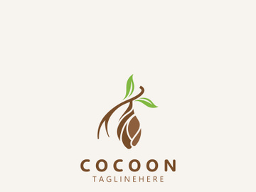 Cocoon logo Butterfly silkworm symbol. Illustration caterpillar animal template design preview picture