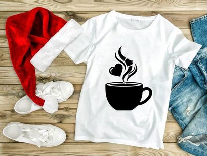 Steaming coffee cup with love heart foam art minimal design