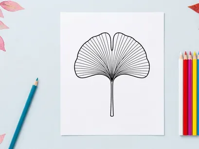 Minimalist Ginkgo Leaf Illustration. Elegant botanical design for decor and branding.