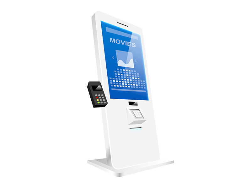 Self service ticket counter realistic vector illustration