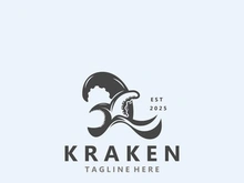 Kraken Octopus logo vintage ocean animal illustration template