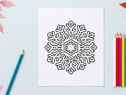 Black and white snowflake icon, simple geometric winter crystal vector illustration