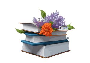 Vector Illustration Books decorated by flowers
