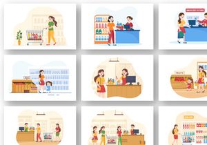 46 Grocery Store or Supermarket Illustration