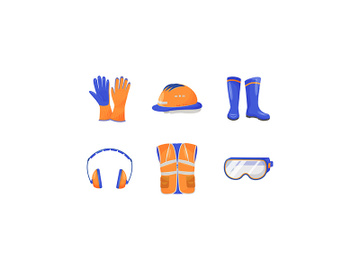 Industrial personal protective equipment flat color vector objects set preview picture