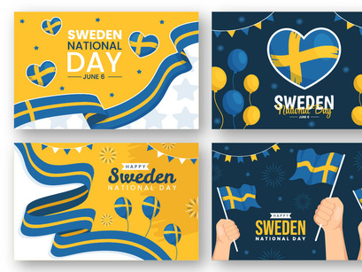 14 Sweden National Day Vector Illustration