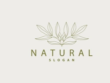 Leaf Line Logo, Beautiful Hand Drawn Design