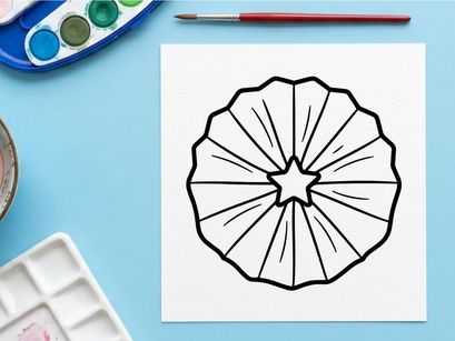 Bentuk bintang geometris dengan delapan titik simetris. Lambang dekoratif minimalis hitam putih untuk desain perayaan.