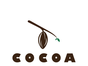 cocoa logo,cocoa bean,cocoa tree,cocoa branches and leaves,chocolate mix on white background,vintage,modern,simple,minimalist icon illustration template design vector preview picture