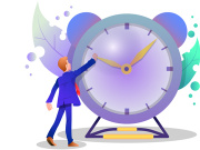 a man try to stop time and manage his time illustration vector