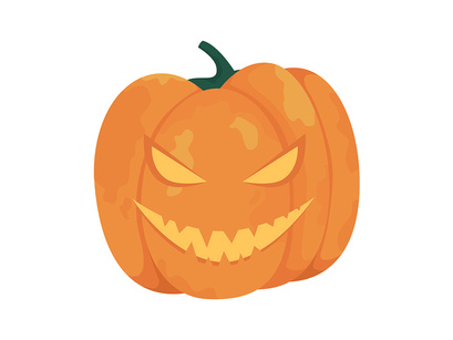 Pumpkins with evil faces semi flat color vector objects