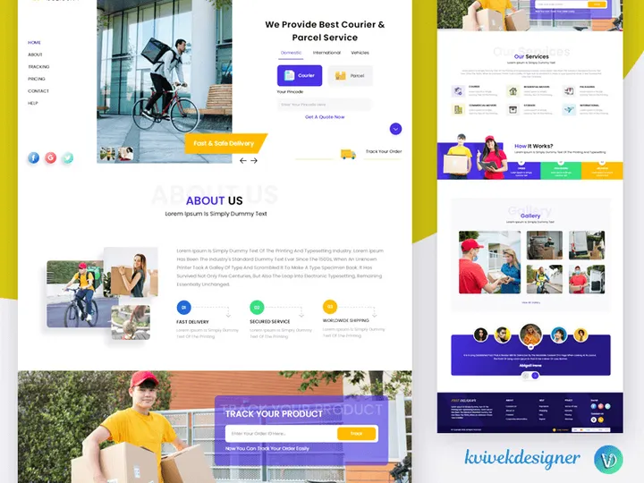 Courier and Parcel Delivery Service Website UI Template preview picture