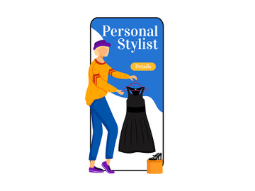Personal stylist cartoon smartphone vector app screen preview picture