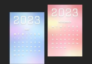 2023 Calendar Design Monthly Gradients Set