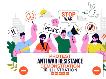 10 Anti War Resistance Demonstration Illustration