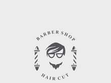Barber shop logo with cool hair and shaving styles for product, business and shop template
