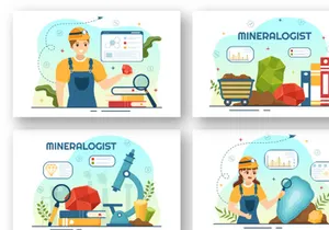 12 Mineralogist Vector Illustration