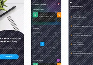 Dark Mode Calendar Design App UI Kit