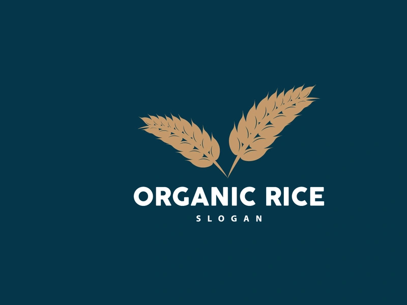 Wheat Grain Rice Logo, Simple Design Organic Vector Illustration