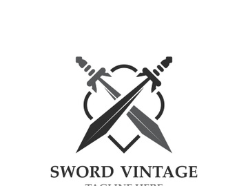 Sword vintage logo design. illustration sword element, can be used as logotype, icon, template coat of arms concept preview picture