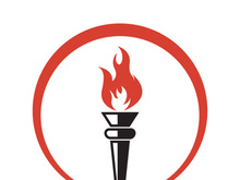 Burning Torch Fire Flame with Pillar column logo design