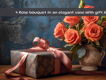 Rose bouquet in an elegant vase with gift box preview picture