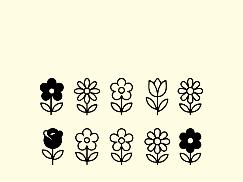 10 flowers black icon