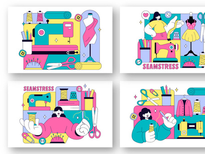 10 Seamstress Vector Illustration